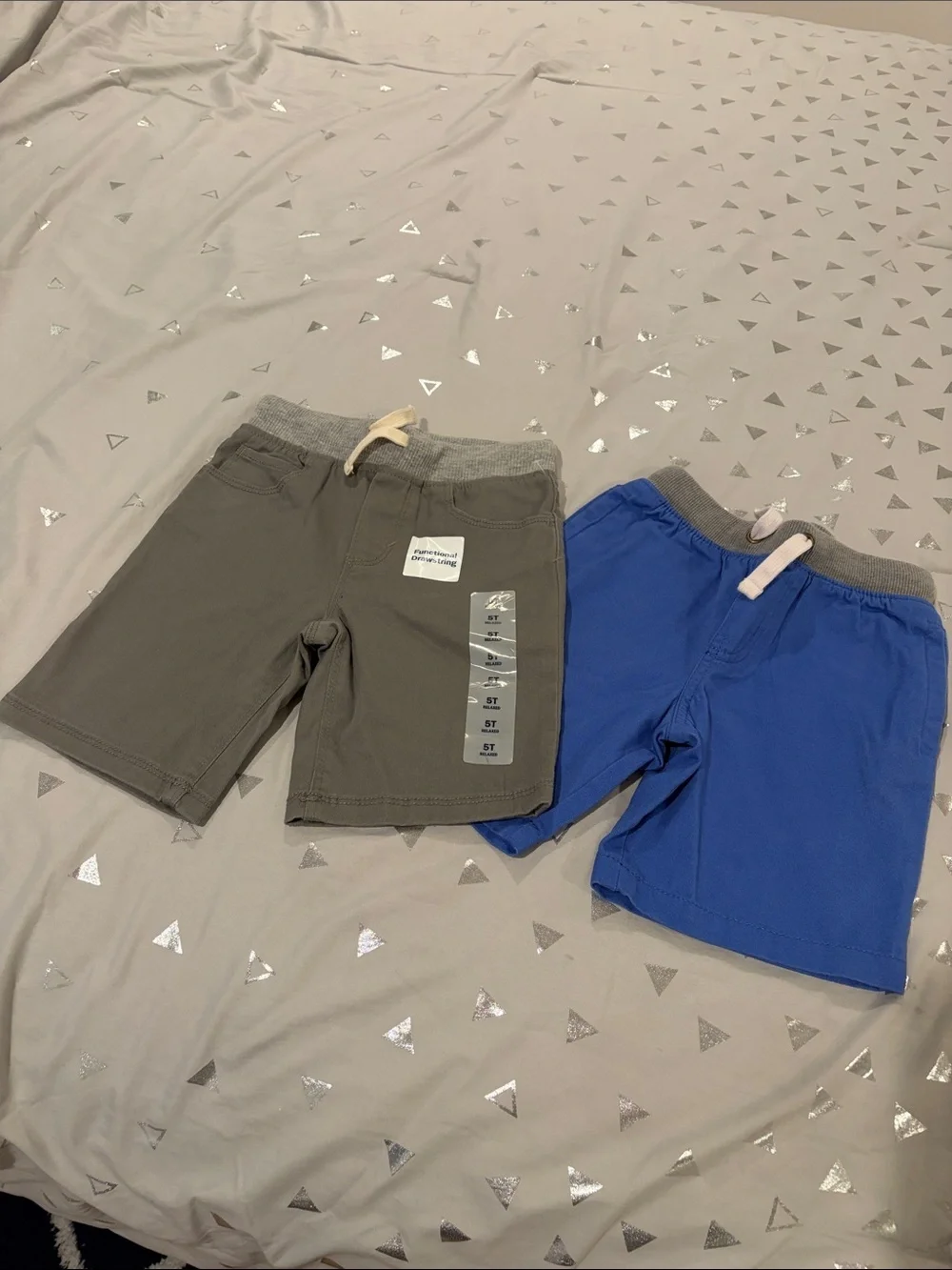 Set of 2 Kids Elastic-Waist Casual Shorts - Gray & Blue
